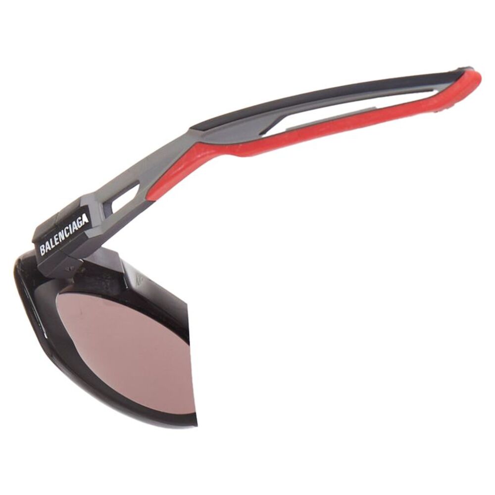 BALENCIAGA BB0053S Hybrid Oval black grey sporty rubber temple sunglasses - Picture 5 of 8